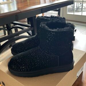 Black UGG mini Bailey Bow Metallic Spots boots
